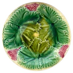 Antique Majolica Grapes Plate Salins Circa 1890