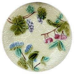 Majolica Grapes Plate Salins Circa 1890