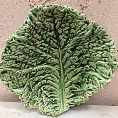 Majolica Green Cabbage Leaf Platter Sarreguemines, circa 1930