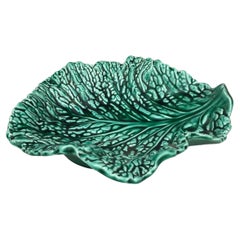 Majolica Green Cabbage Leaf Platter Sarreguemines, circa 1930