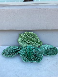 Majolica Green Cabbage Leaf Platter Sarreguemines, circa 1930