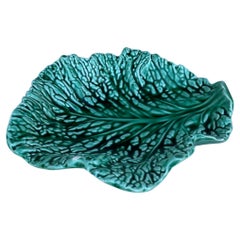 Majolica Green Cabbage Leaf Platter Sarreguemines, Circa 1930