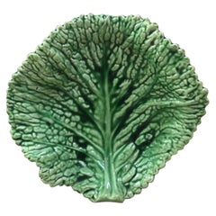 Majolica Green Cabbage Leaf Platter Sarreguemines, circa 1930
