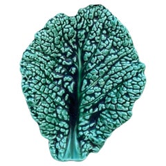 Majolica Green Cabbage Leaf Platter Sarreguemines, circa 1930