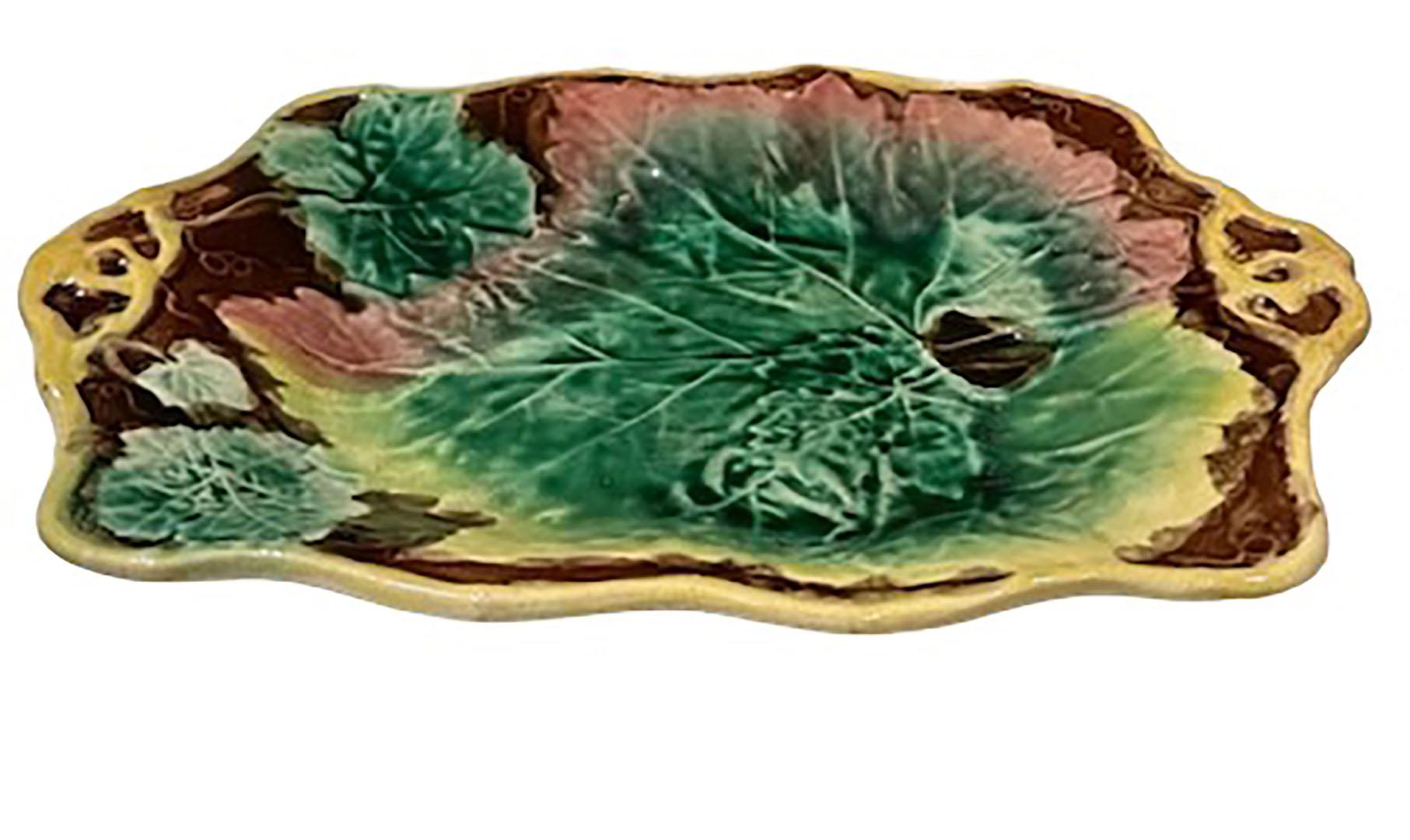 English Majolica Green Dish For Sale