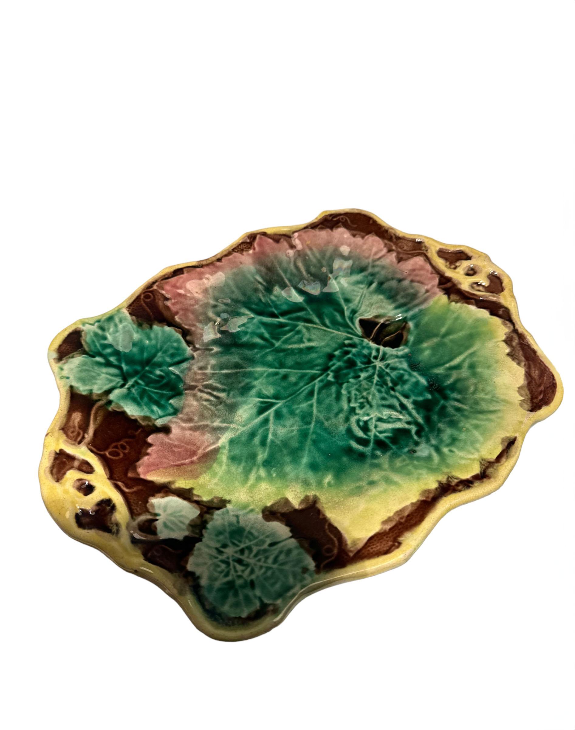 Porcelain Majolica Green Dish For Sale