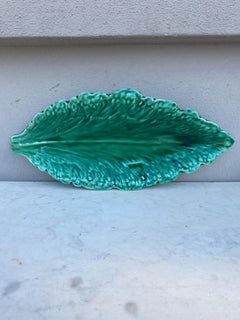 Majolica Green Leaf Platter Sarreguemines, circa 1930