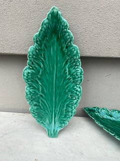 Majolica Green Leaf Platter Sarreguemines, circa 1930
