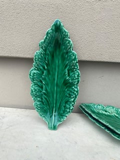 Majolica Green Leaf Platter Sarreguemines, circa 1930