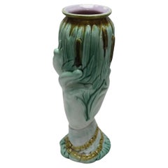 Antique Majolica Hand Vase