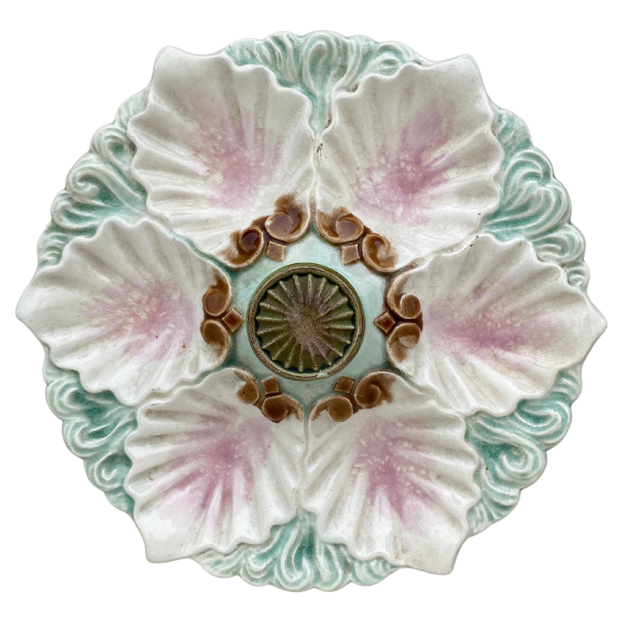 Majolica Handled Oyster Plate Orchies, circa 1890