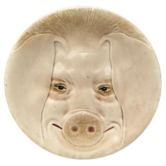Majolica Head Pig Plate Orchies, circa 1900