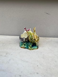 Majolika-Salzstreuer mit Hen und Hahn aus Onnaing, um 1900