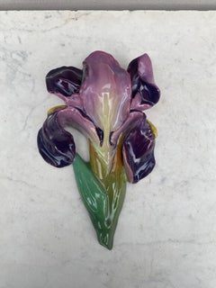 Majolica Iris Wall Pocket Delphin Massier, circa 1880