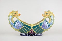 Majolica Jardinière "Seahorses" by Amphora, CZ, circa 1910