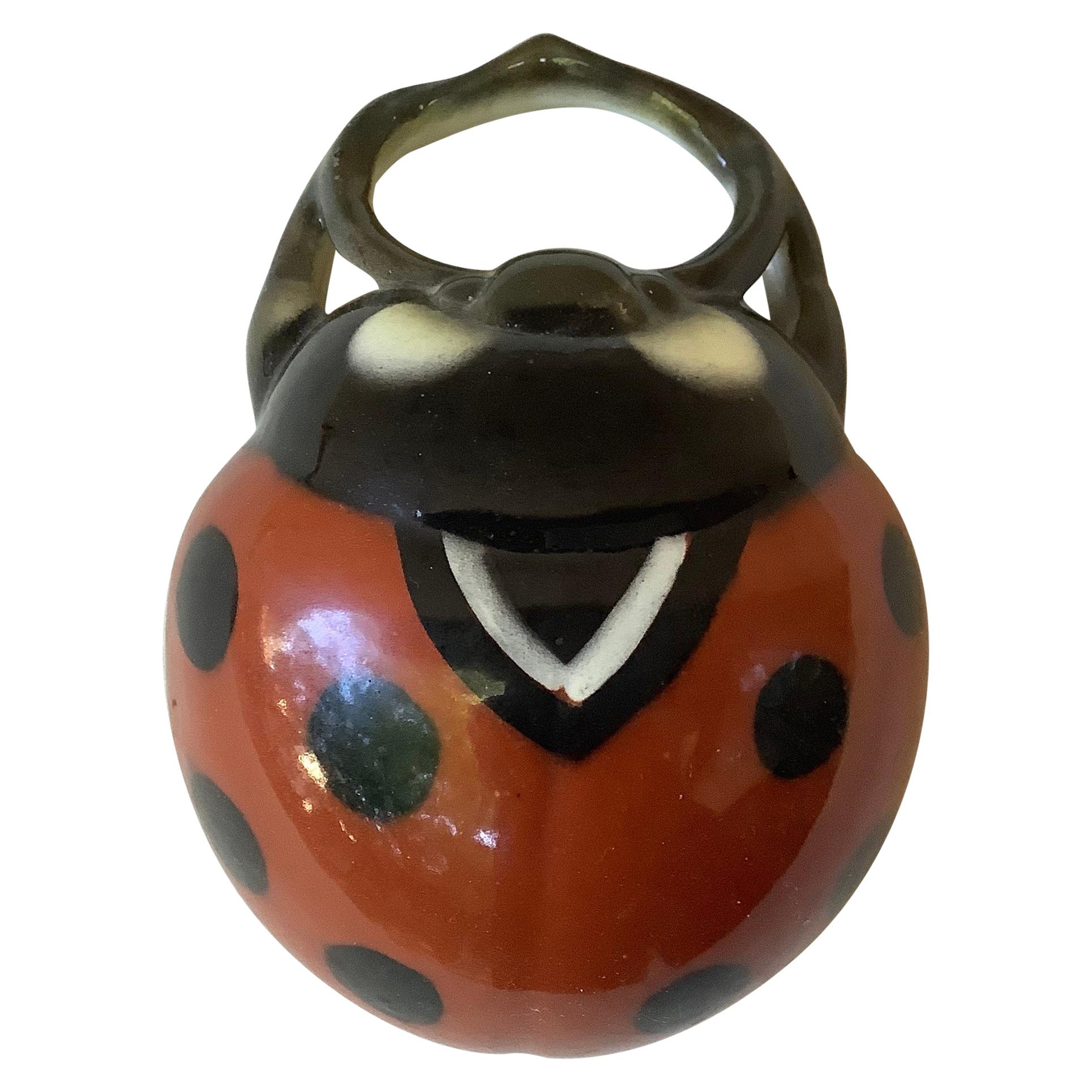 Majolica Lady Bug Wall Pocket Sarreguemines, circa 1900 For Sale