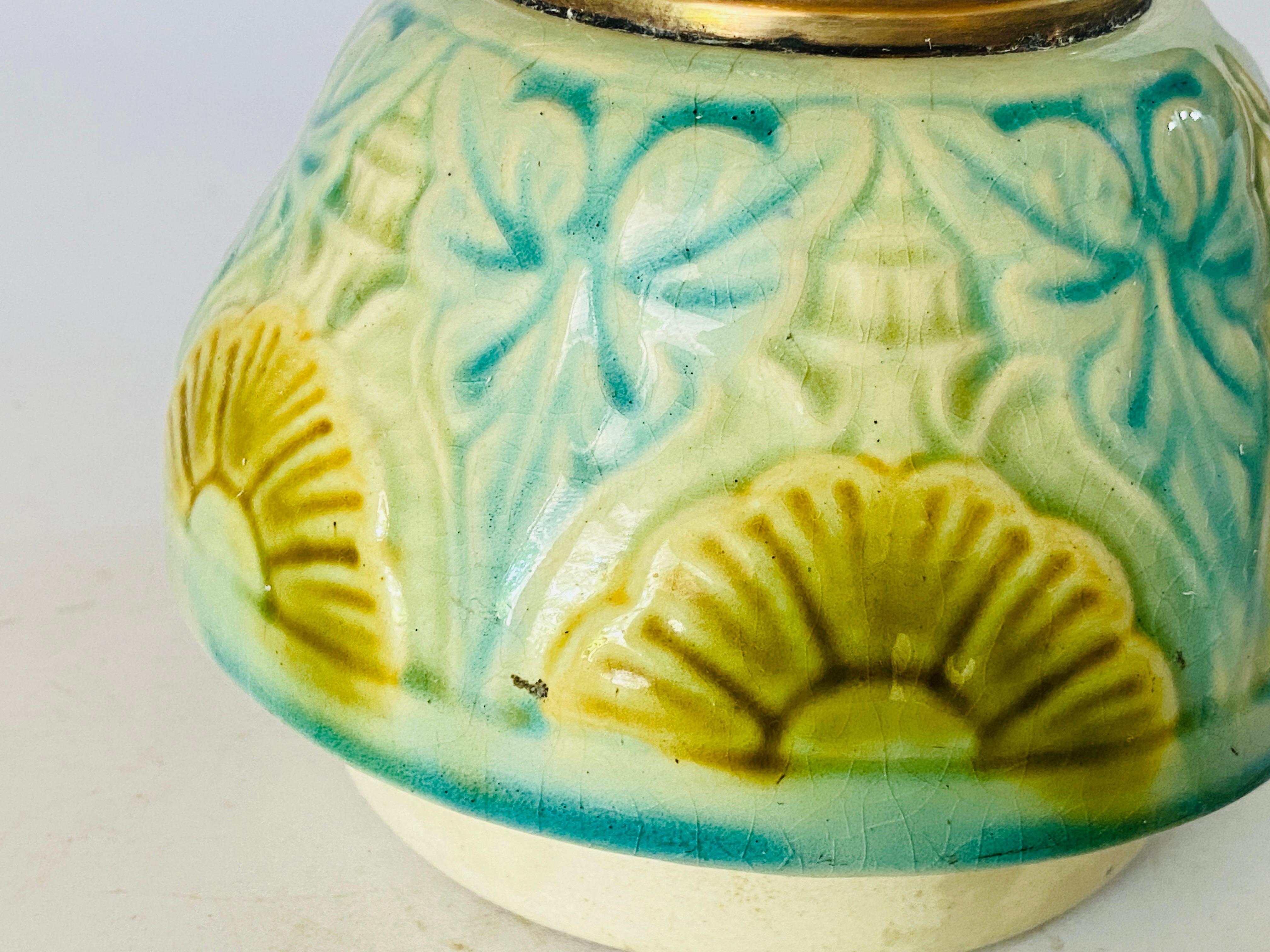 Majolica Lamp in Crackled Blue and Yellow Color, France, 1960 For Sale 6