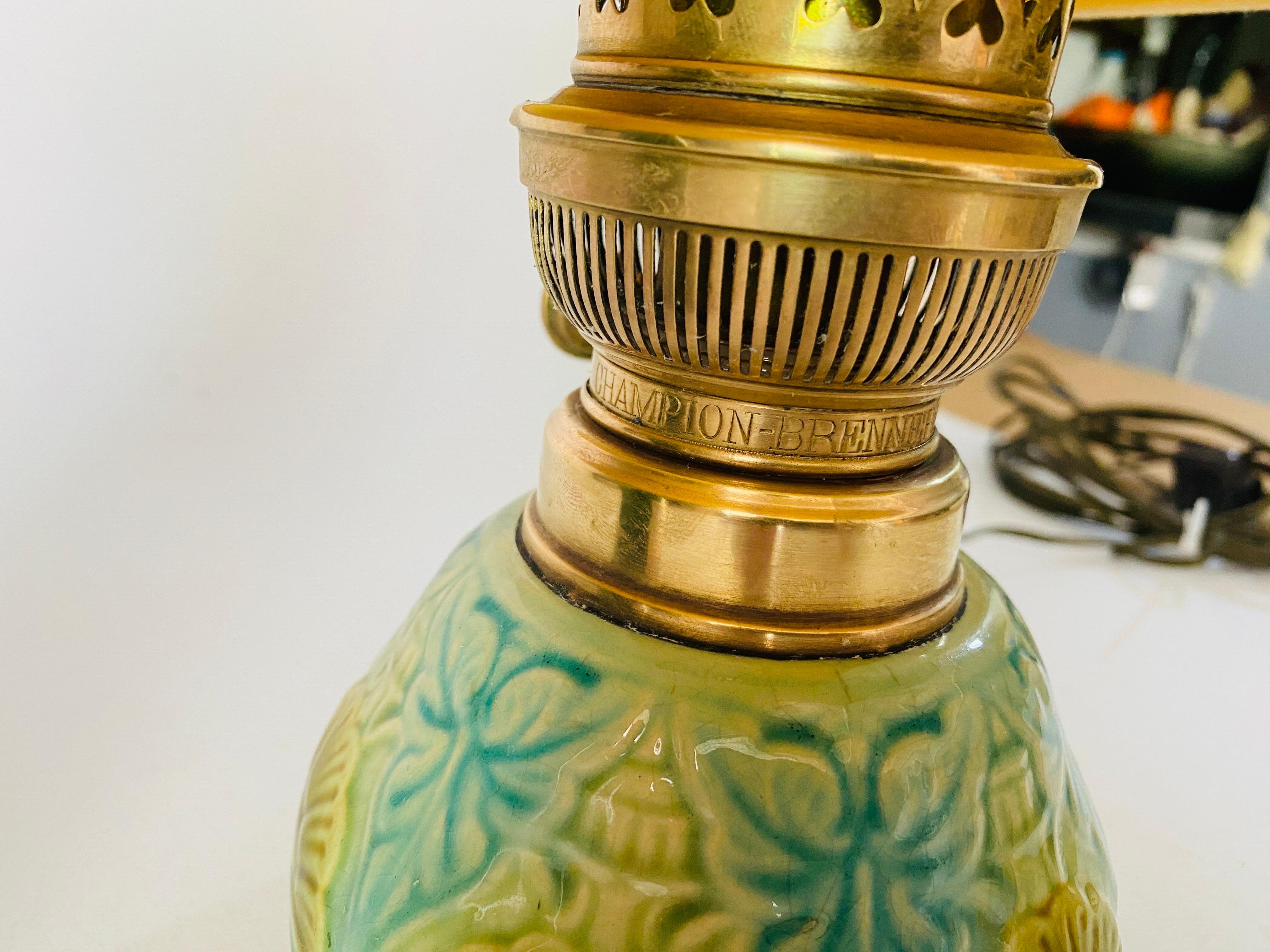 Mid-Century Modern Majolica Lamp in Crackled Blue and Yellow Color, France, 1960 For Sale