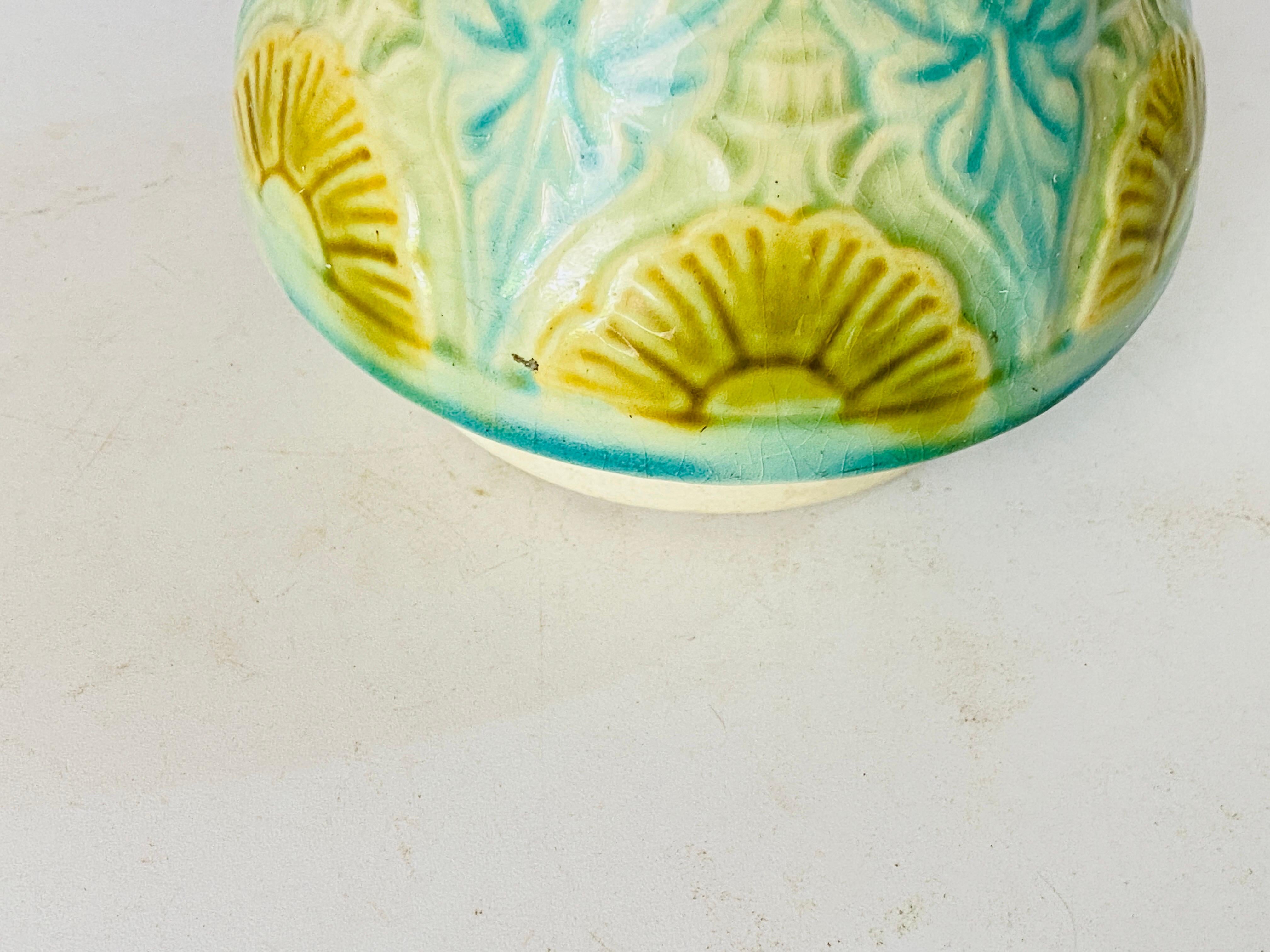 Majolica Lamp in Crackled Blue and Yellow Color, France, 1960 For Sale 2