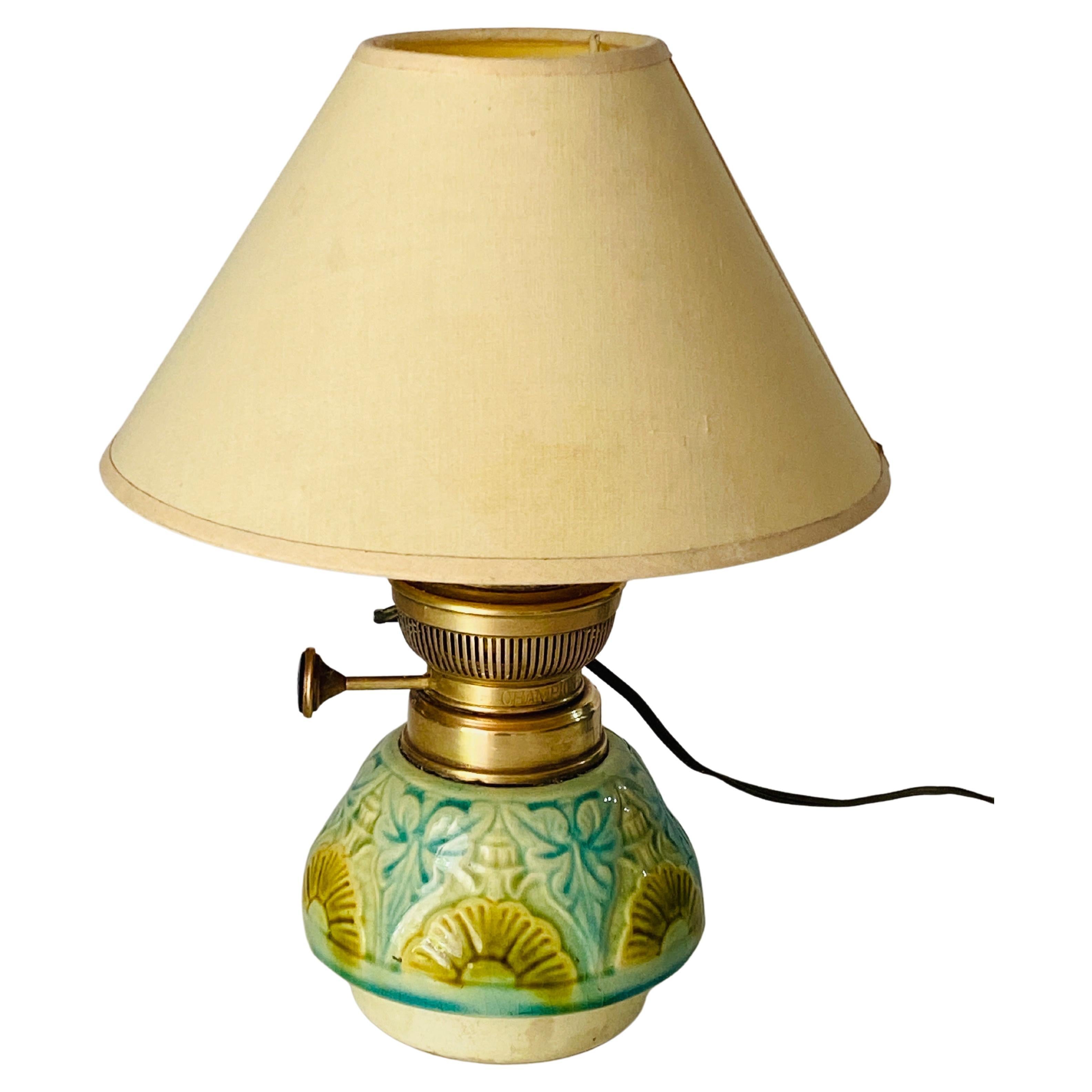French Majolica Lamp in Crackled Blue and Yellow Color, France, 1960 For Sale