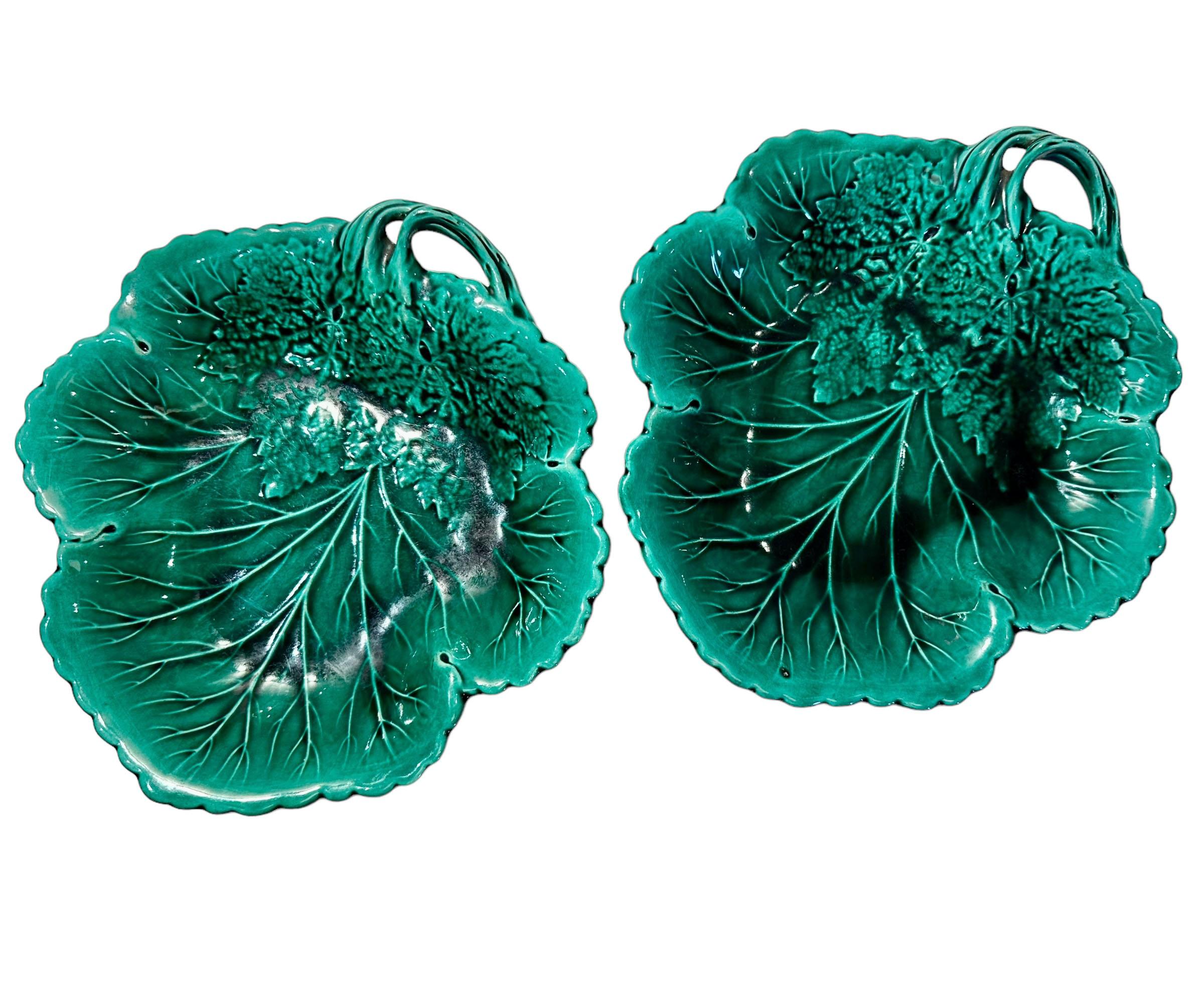 English Majolica, Leaf Bowls For Sale