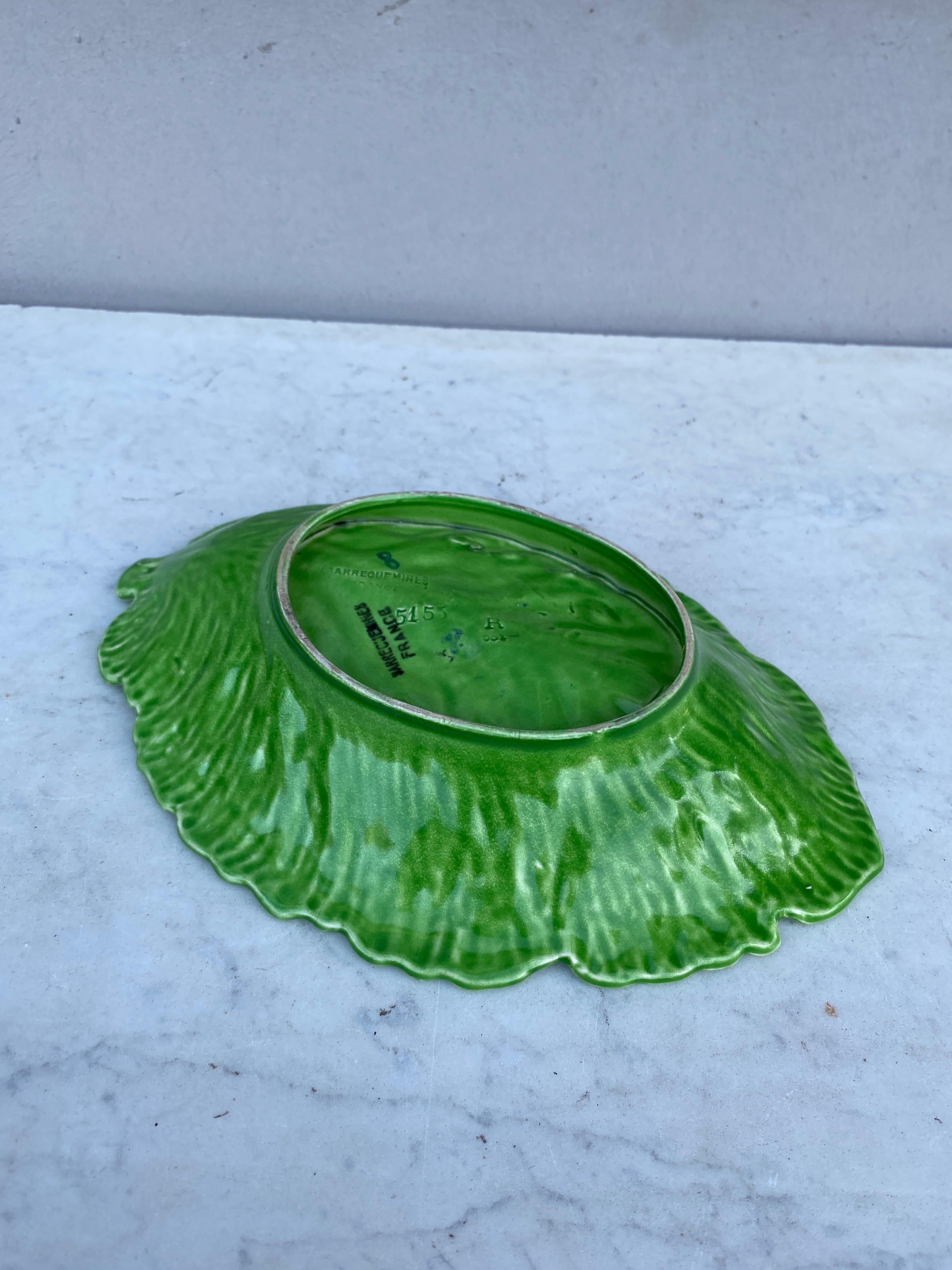 Ceramic Majolica Leaf & Tomato Platter Sarreguemines, circa 1930