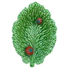 Majolica Leaf & Tomato Platter Sarreguemines, circa 1930