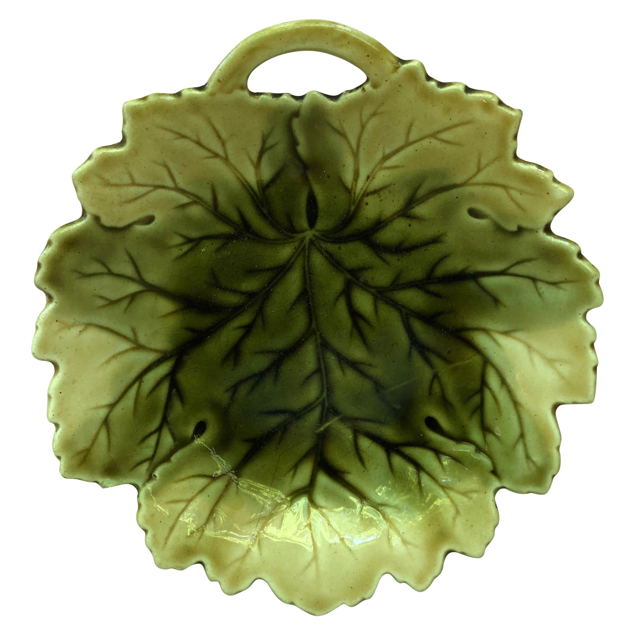 Majolica Leave Shape Plate circa 1890 For Sale