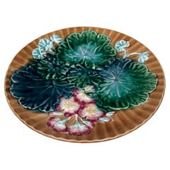 Majolica Leaves & Flowers Plate Clairefontaine, circa 1890