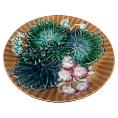 Majolica Leaves & Flowers Plate Clairefontaine, circa 1890