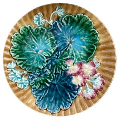Majolica Leaves & Flowers Plate Clairefontaine, circa 1890