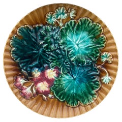 Majolica Leaves & Flowers Plate Clairefontaine, circa 1890