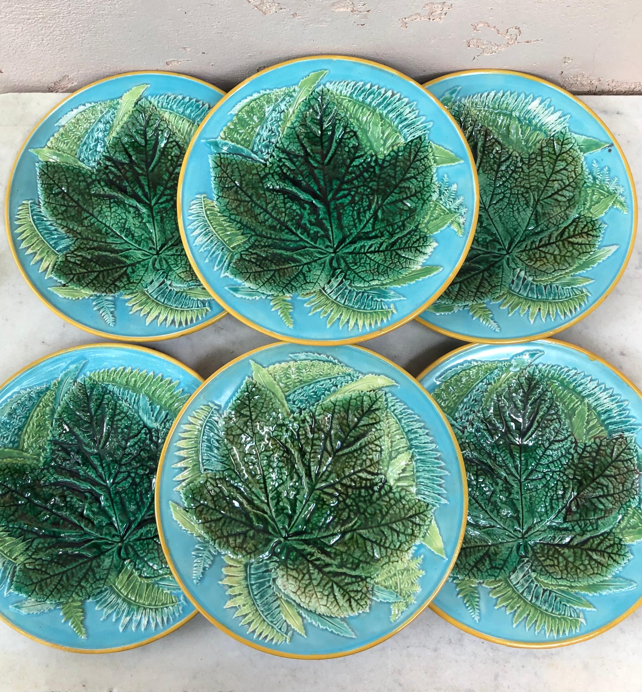 English Majolica Leaves Plate, George Jones, circa 1873