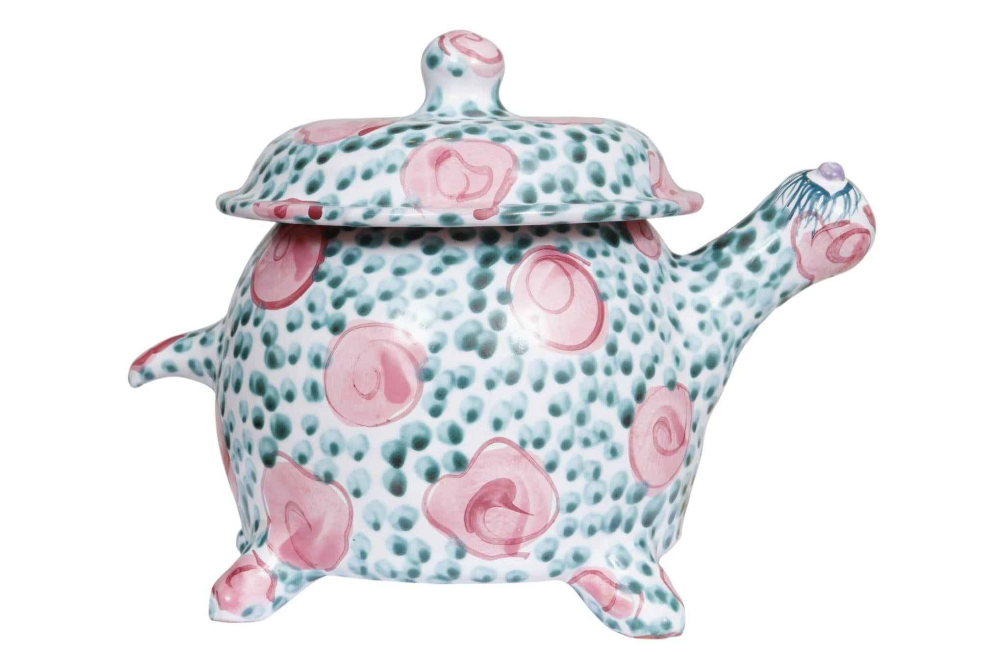 Americano Vasetto con coperchio in maiolica di Jan Pugh in vendita