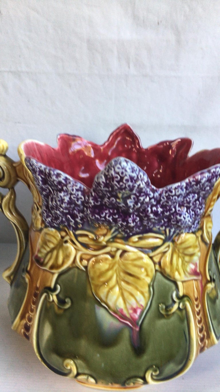 French Majolica Lilac Jardinière Onnaing, circa 1890 For Sale