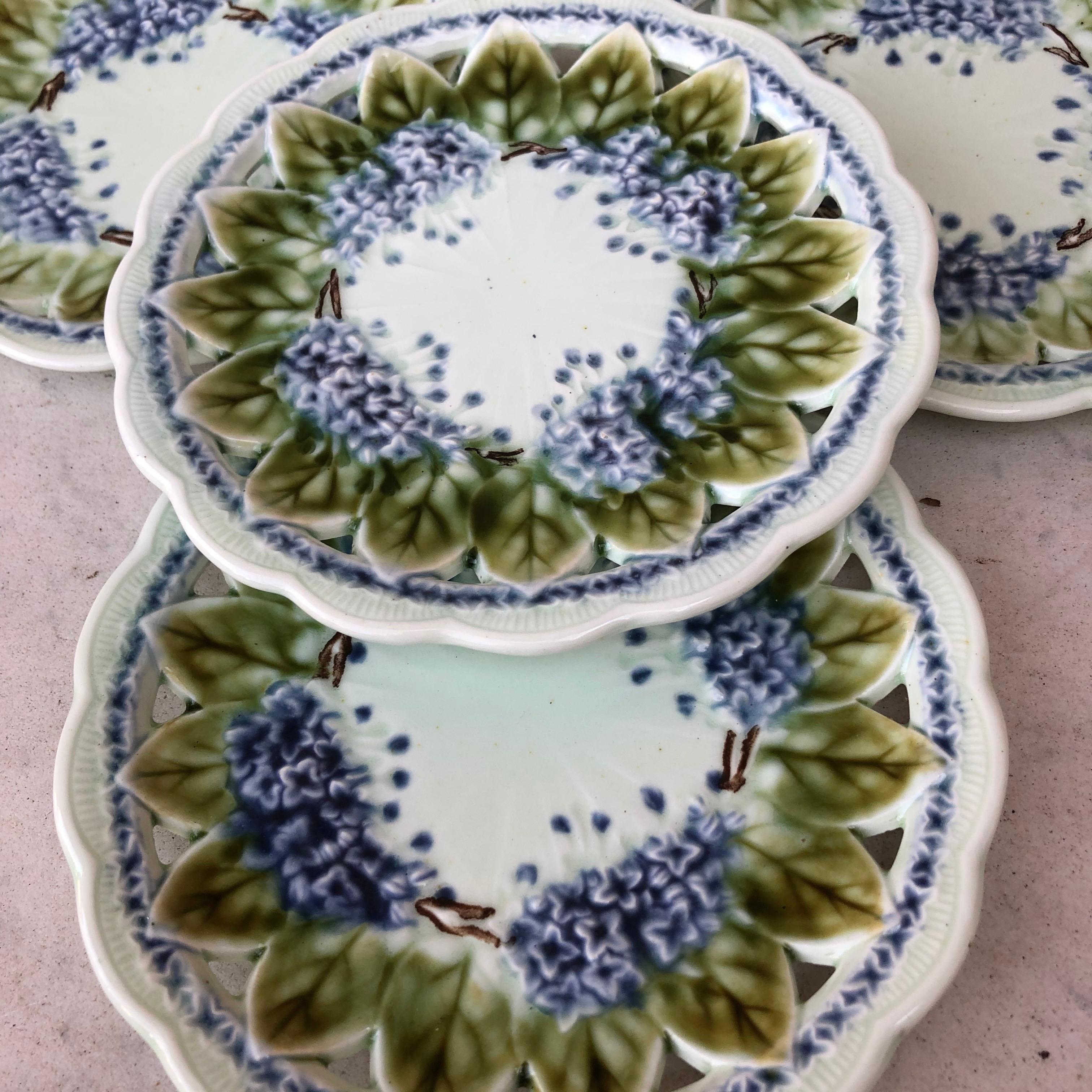 Aesthetic Movement Majolica Lilac Reticulated Plate Villeroy & Boch, Circa 1900