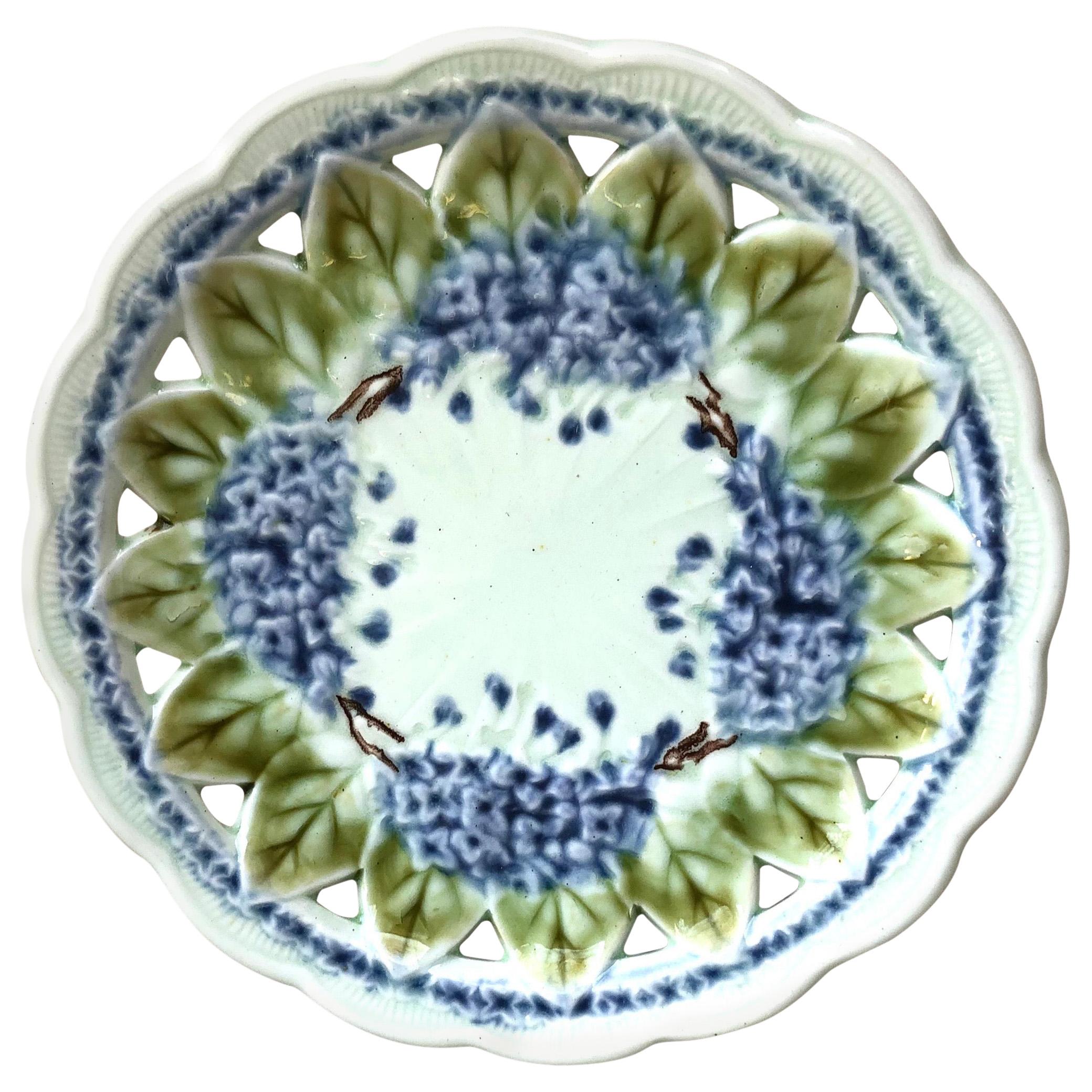 Majolica Lilac Reticulated Plate Villeroy & Boch, Circa 1900