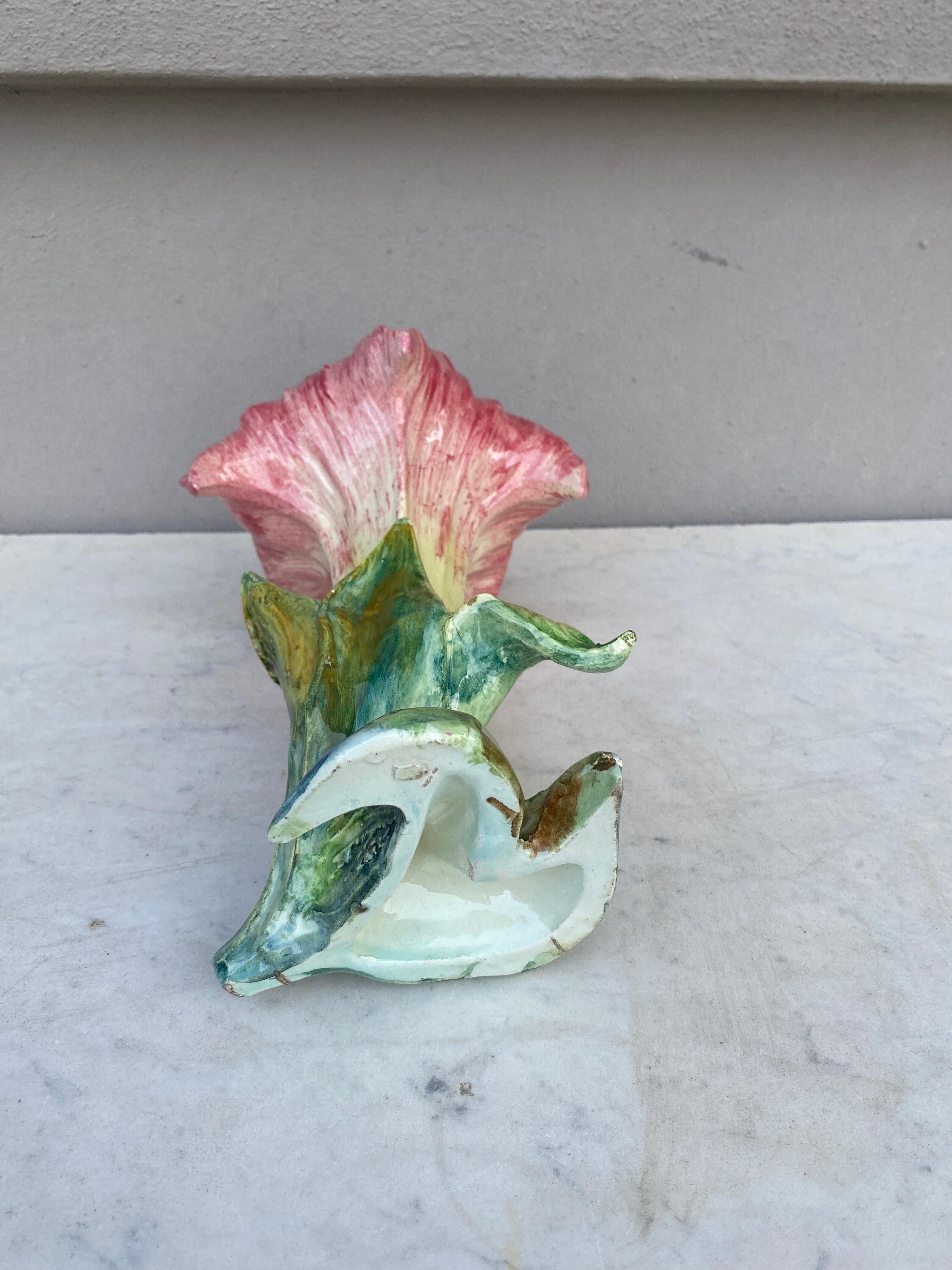 Ceramic Majolica Lily Flower Vase Jerome Massier, circa 1900 For Sale