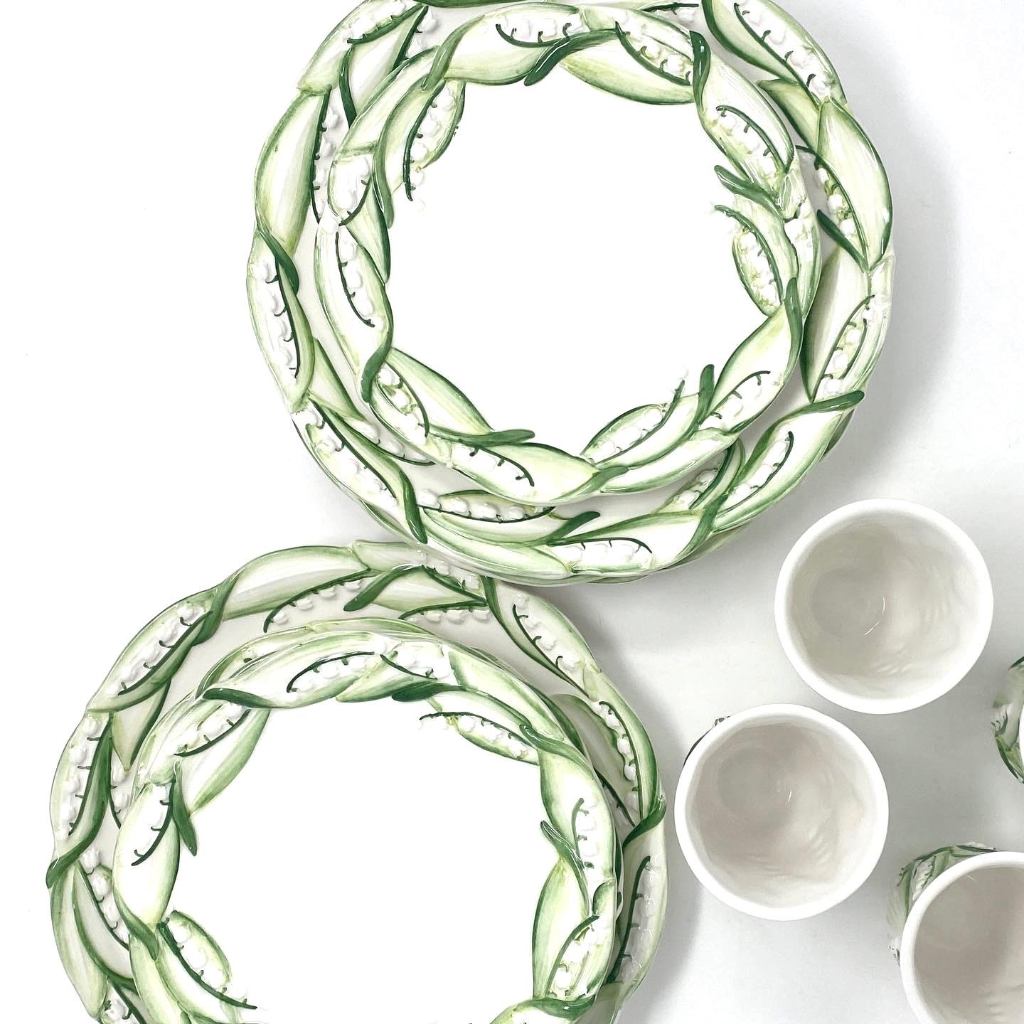 Majolica Lily of the Valley Dessert Plate, Handmade in Italy, Set of 4 for The Mane Lion

The Mane Lion was born in 1979 in the heart of Philadelphia's fabled Main Line, offering a line of charming, hand-painted chip-and-dip serving pieces that