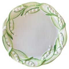 Majolica Lily of the Valley Dessert Plates, Handmade in Italy, S/4