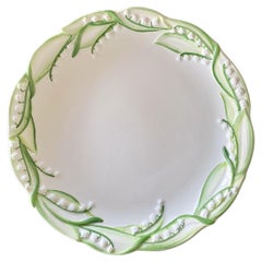 Majolica Lily of the Valley Dinner Plate, Handmade in Italy S/4