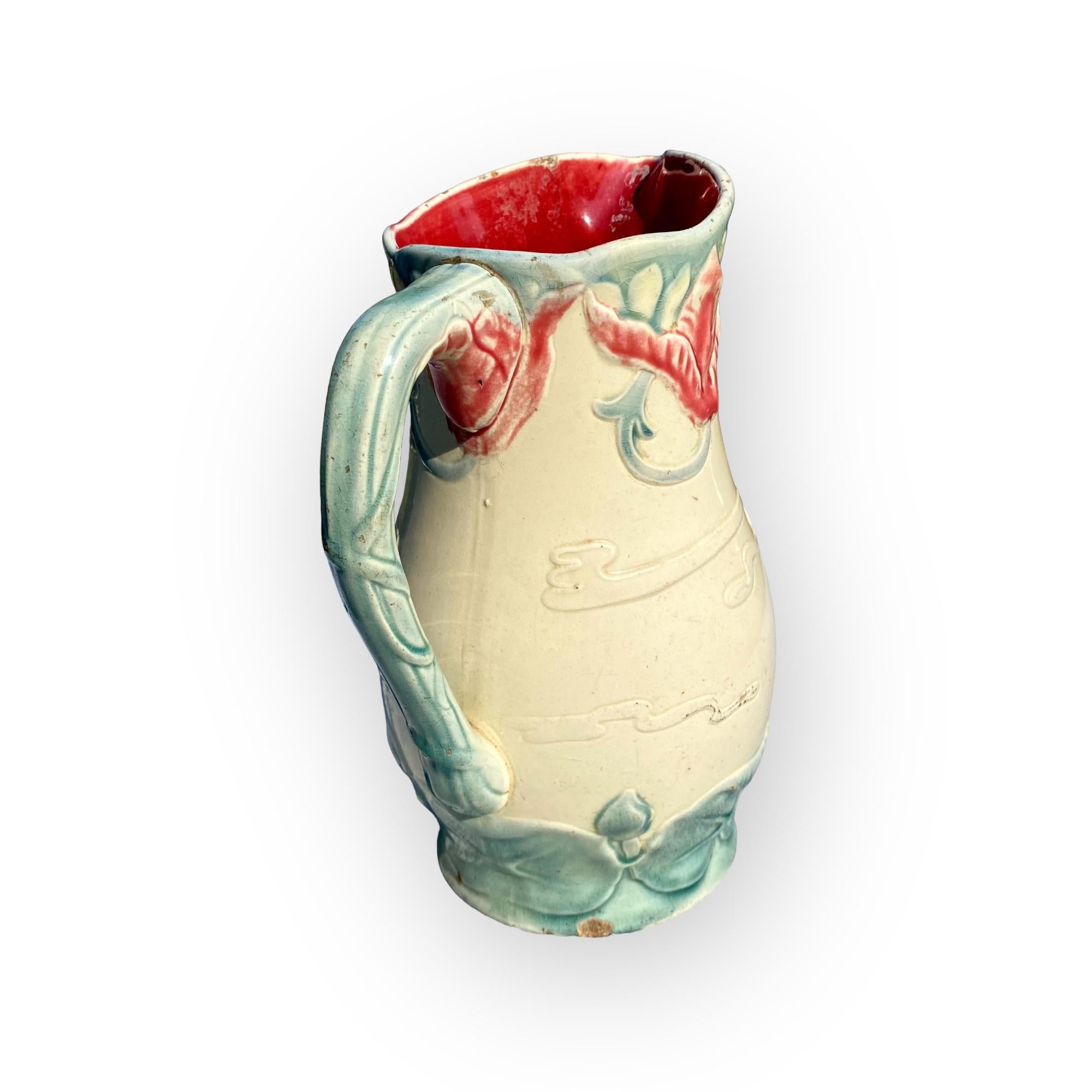 Jarra de mayólica Choisy Le Roi, años 1870 Art Nouveau en venta