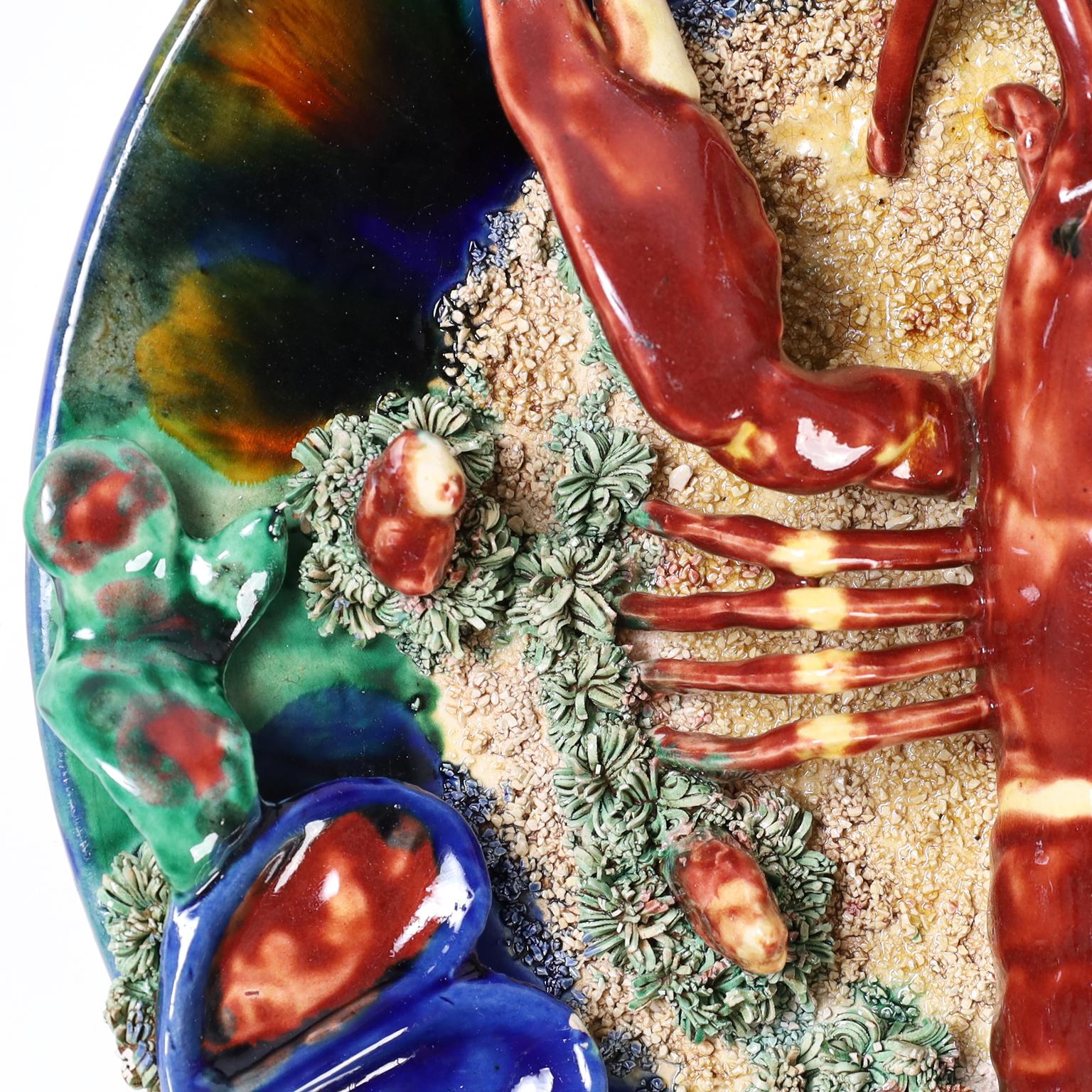 majolica lobster plate in majolica art pottery