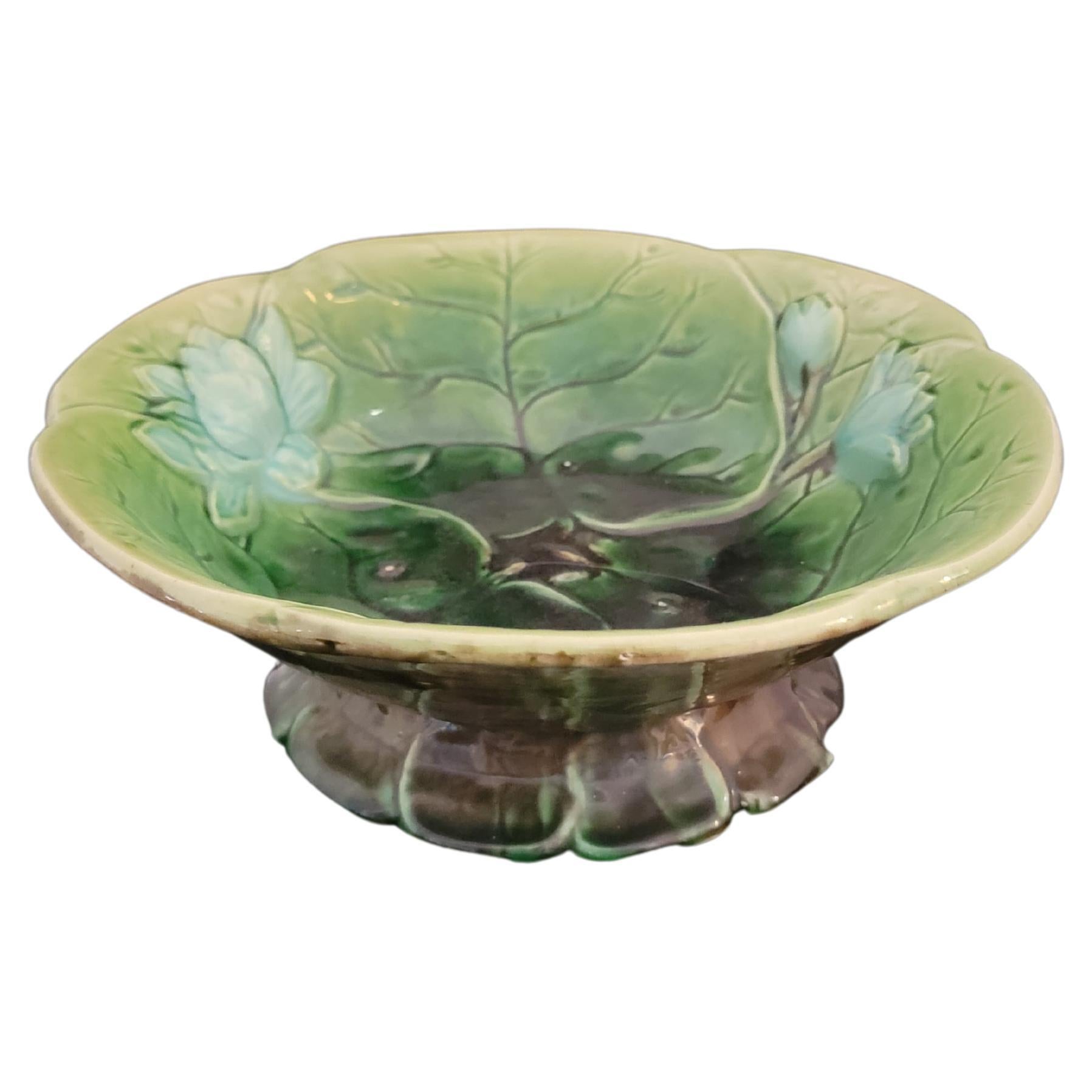 Majolica Lotus Bowl, Attributed to Holdcroft For Sale