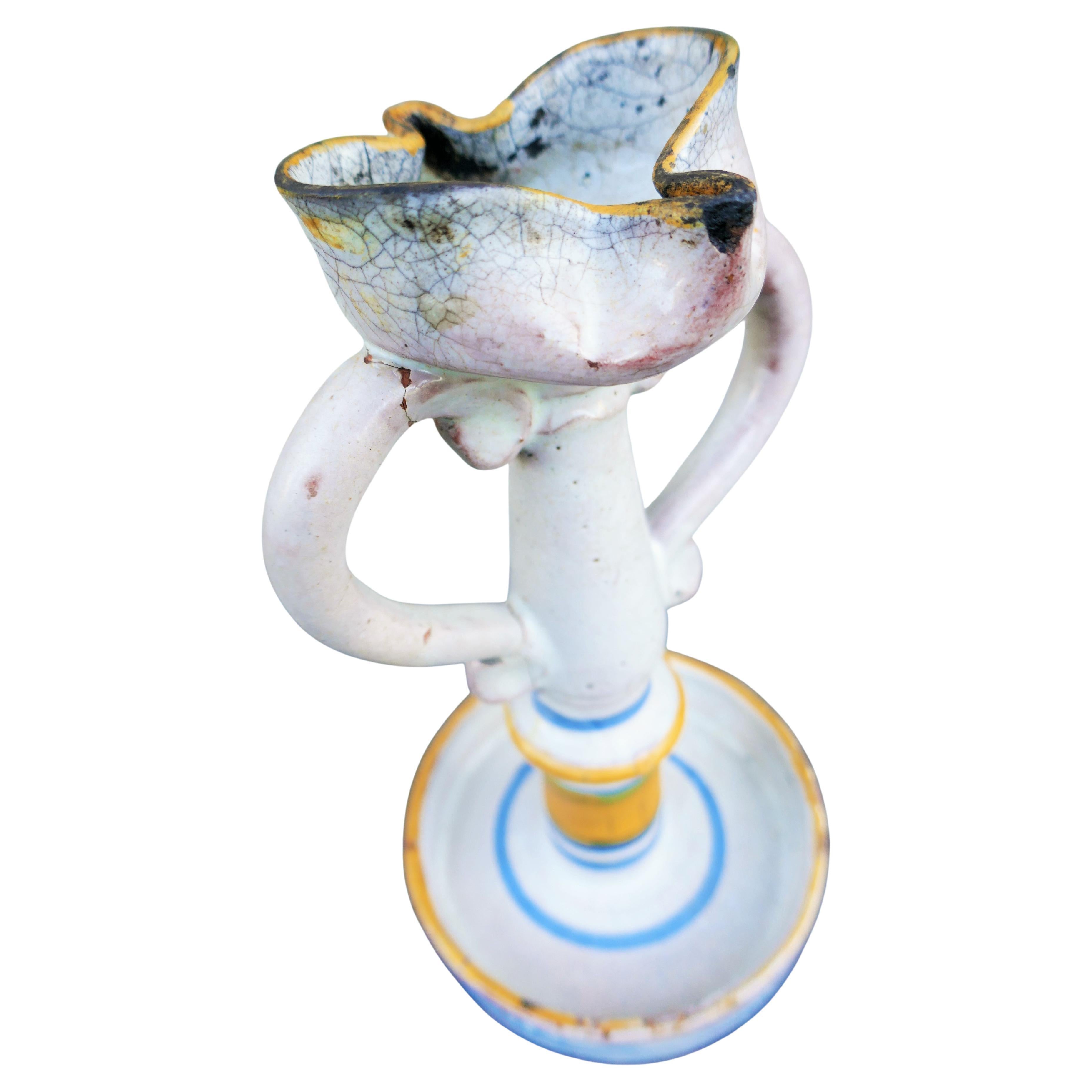 Late 19th Century Majolica lume cuollomozzo produced in Vietri sul mare or Caltagirone in vendita