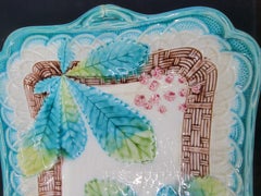 Majolica Miniature Pansie and Leaf Pattern on Basket Weave