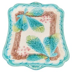 Majolica Miniature Pansie and Leaf Pattern on Basket Weave