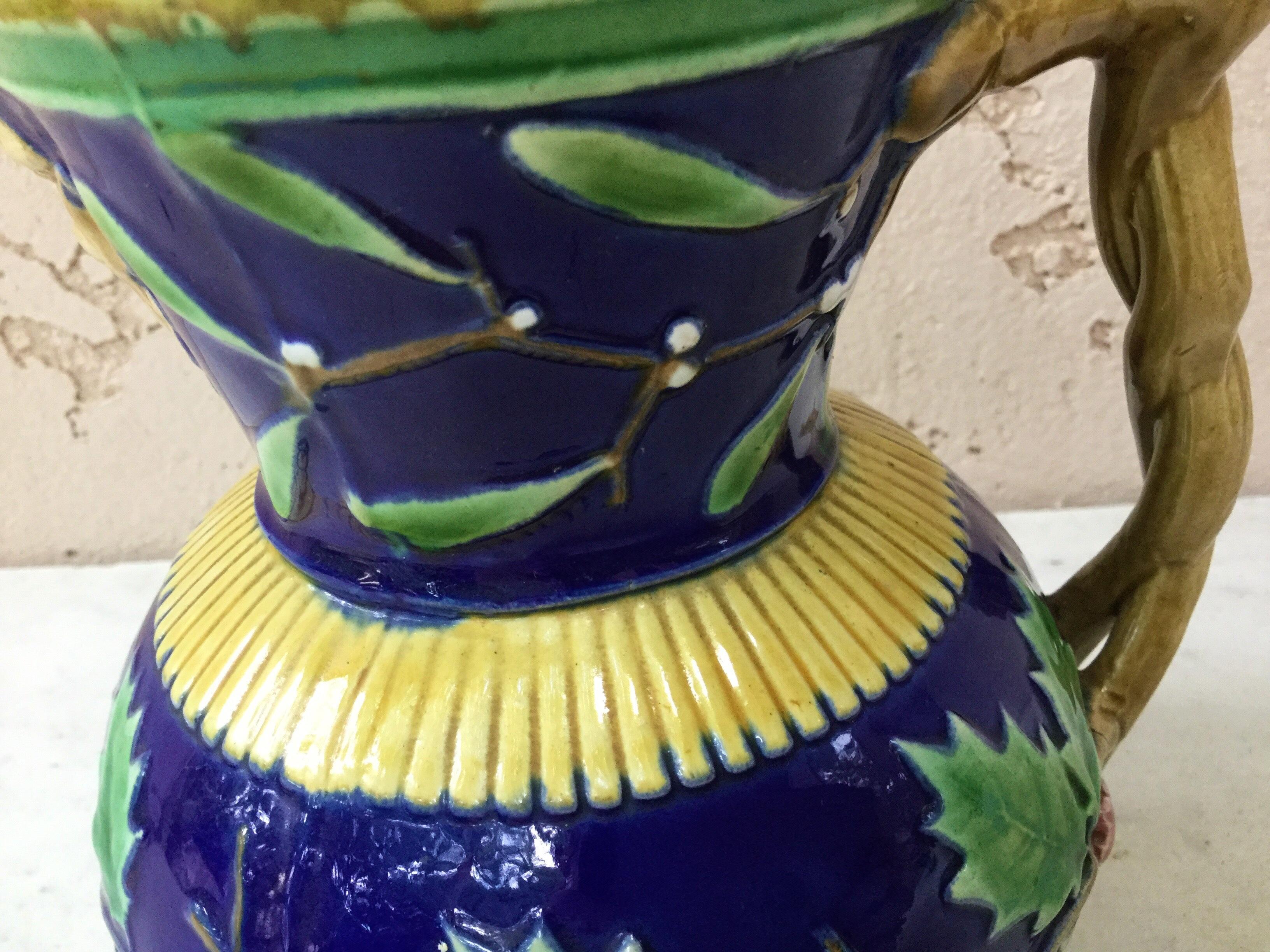 Victorian Majolica Minton Christmas Pitcher, circa 1890