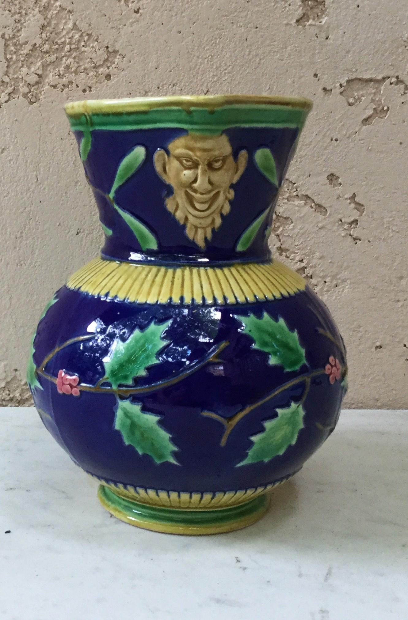 Majolica Minton Christmas Pitcher, circa 1890 In Good Condition In Austin, TX