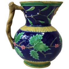 Majolica Minton Christmas Pitcher, circa 1890